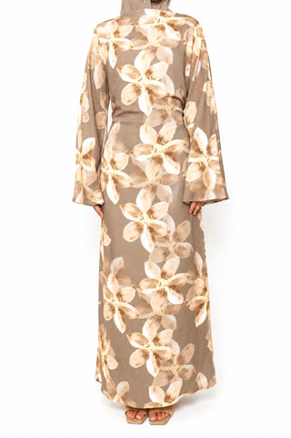 Maxikleid mit Blumenprint | Mocha