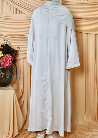 Abaya mit Perlenstickerei | Beige