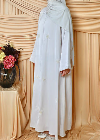 Abaya mit Perlenstickerei | Beige