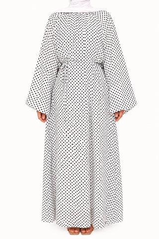 Maxikleid mit Polka-Dot-Print | Weiß