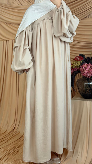 Abaya mit drapierten Ballonärmeln | Beige