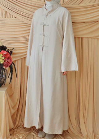 Zweiteiliges Maxikleid mit Knebelverschluss | Beige