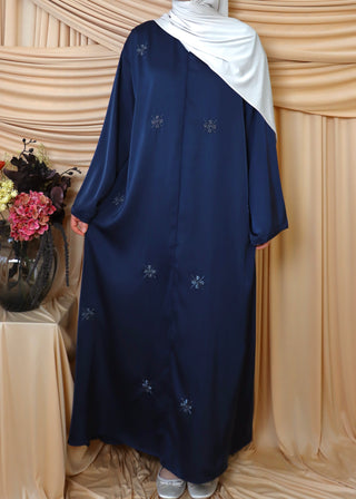 Abaya mit Perlenstickerei | Dunkelblau