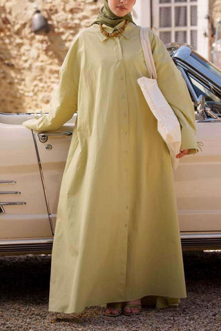 Oversize Maxikleid mit Schleifenmanschetten | Grün