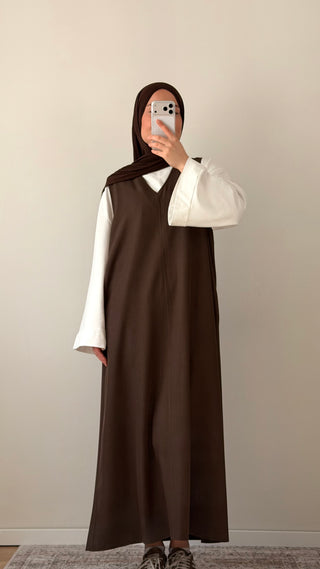 Kurzarmkleid in Braun