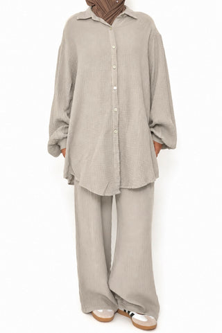 Musselin Zweiteiler | Taupe