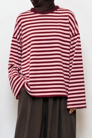 Gestreiftes Oversize Longsleeve | Kurz