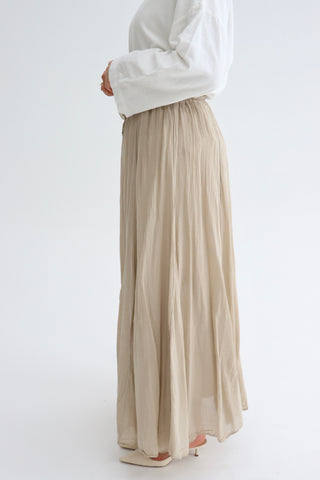 Baumwollrock mit Crinkle-Effekt in Beige