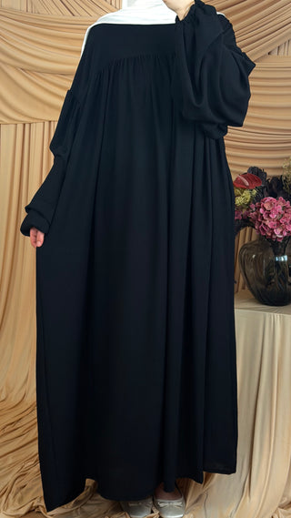 Abaya mit drapierten Ballonärmeln | Schwarz