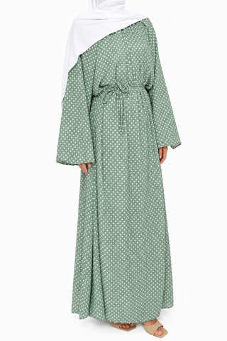 Maxikleid mit Polka-Dot-Print | Grün