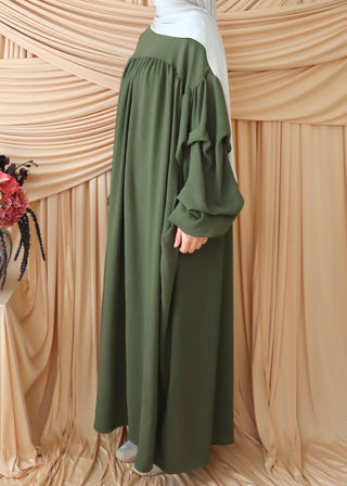 Abaya mit drapierten Ballonärmeln | Grün