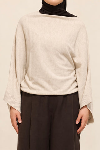 Fledermausärmel Strickpullover | Beige