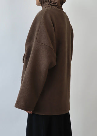 Mantel mit Schleifen aus Teddyfleece | Brown
