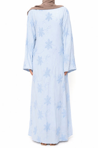 Besticktes Maxikleid | Blau