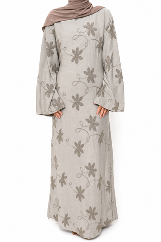 Besticktes Maxikleid | Taupe