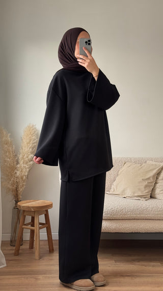 Comfy Set mit oversized Sweatshirt | Black