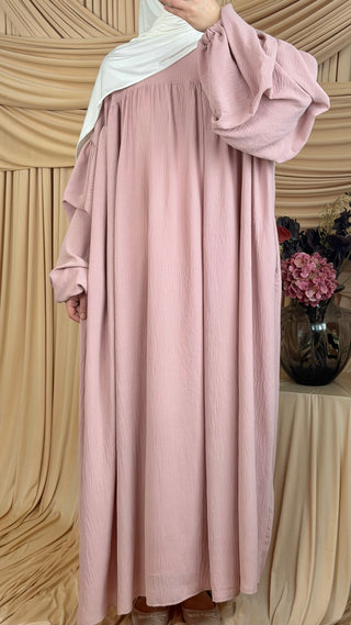 Abaya mit drapierten Ballonärmeln | Rosa