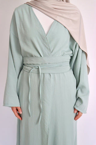 Kimono mit Bindegürtel in Türkis