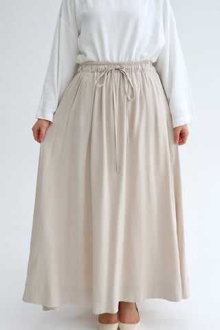Leinenrock mit elastischem Bund in Ecru