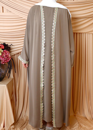 Abaya Set mit floralen Details | Mocha