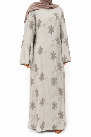 Besticktes Maxikleid | Taupe