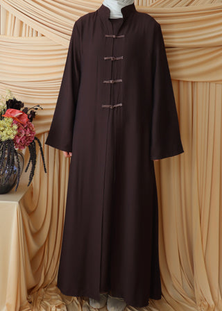 Zweiteiliges Maxikleid mit Knebelverschluss | Braun