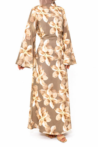 Maxikleid mit Blumenprint | Mocha