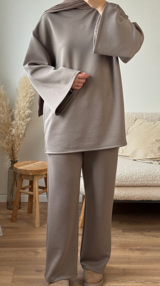 Comfy Set mit oversized Sweatshirt | Taupe