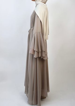 Chiffonkleid | Taupe