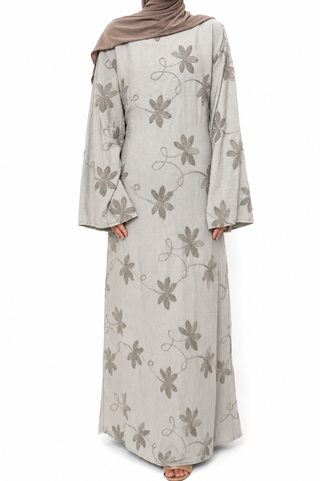 Besticktes Maxikleid | Taupe