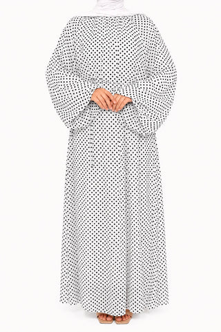 Maxikleid mit Polka-Dot-Print | Weiß