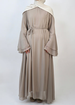 Chiffonkleid | Taupe