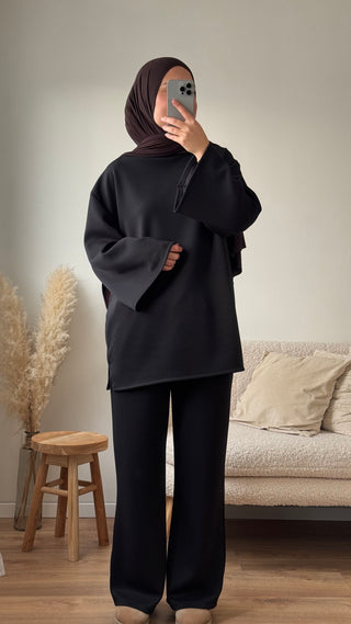 Comfy Set mit oversized Sweatshirt | Black