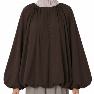 Oversize Ballonbluse | Braun