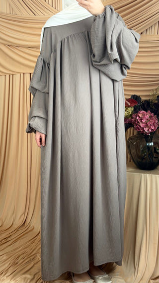 Abaya mit drapierten Ballonärmeln | Taupe