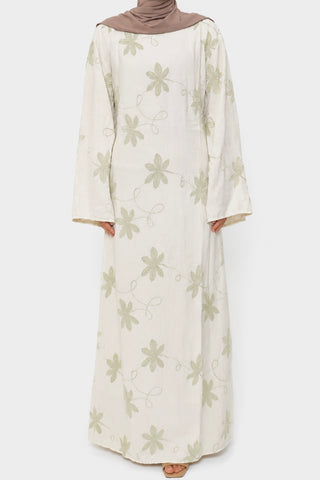 Besticktes Maxikleid | Beige