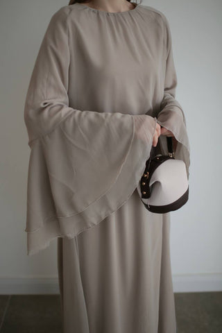 Chiffonkleid | Taupe
