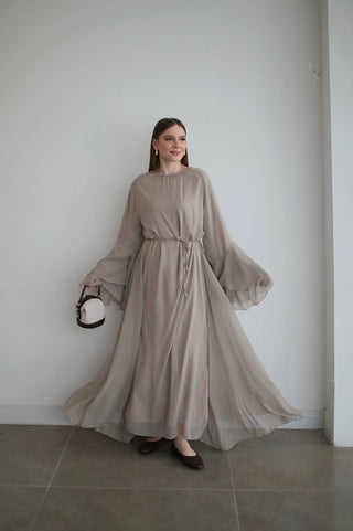 Chiffonkleid | Taupe