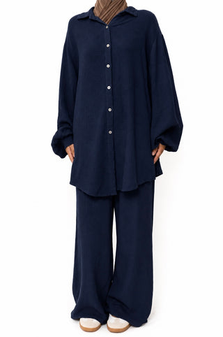 Musselin Zweiteiler | Blau