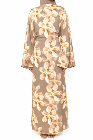 Maxikleid mit Blumenprint | Mocha