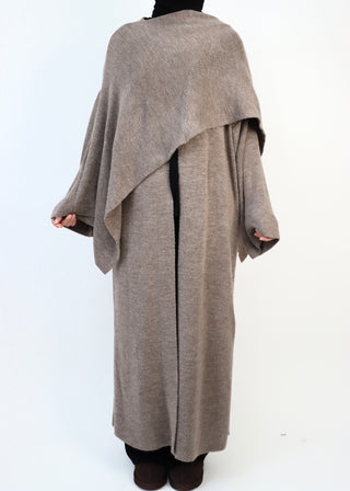 Langer Cardigan mit integriertem Schal