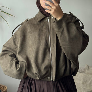 BOMBERJACKE IN WILDLEDEROPTIK | Khaki