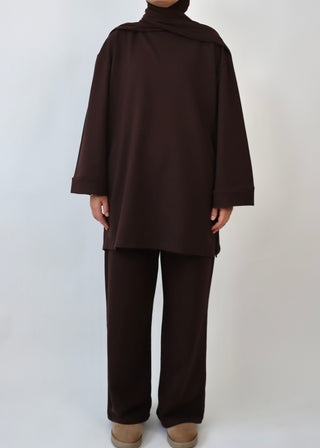 Comfy Set mit oversized Sweatshirt | Brown