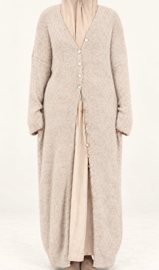 Maxi-Strickcardigan mit Knöpfen