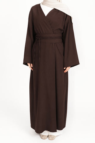 Kimono mit Bindegürtel in Braun