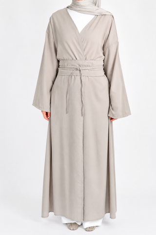 Kimono mit Bindegürtel in Taupe