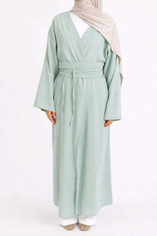 Kimono mit Bindegürtel in Türkis