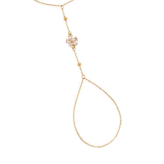 17cm Zirkonia Blume Handkette Edelstahl Armband