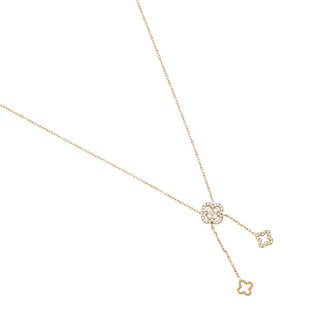 39cm Perfect Diamond Lucky Flower Edelstahl Halskette